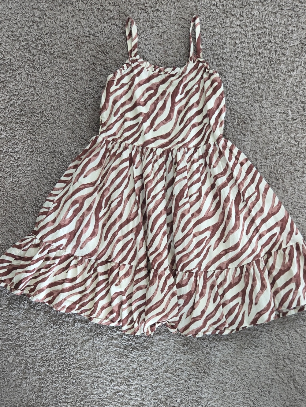 Janie and Jack Cream and Brown Zebra Tiered Sundress